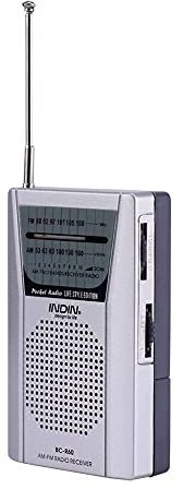 Bewinner Universal Tragbarer UKW/MW Radio Radio Weltempfänger Eingebauter Lautsprecher für Outdoor Sport AM/FM Hochleistungsempfänger Teleskopantenne Silber