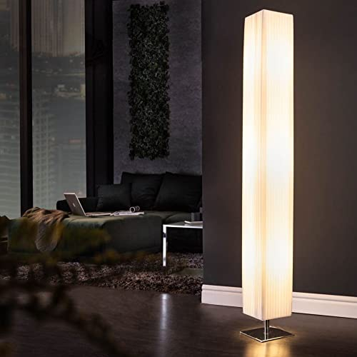 cagü: Design Stehlampe LOOP eckig Weiß aus feinem Plissee 160cm Höhe
