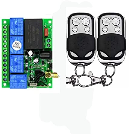 Interruptor de Mando a Distancia inalámbrico12-36 V 4 Canales 433 MHz Mando a Distancia inalámbrico relé Receptor con 2 transmisores para accionamiento Lineal Motor Puerta de Garaje Cortina de luz