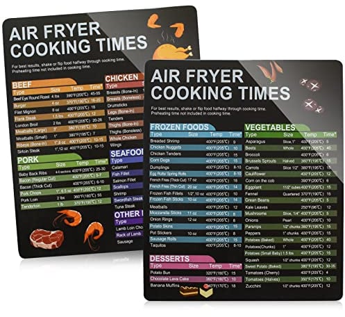2 Pack Air Fryer Cooking Time Chart Magnetic Cheat Sheet UK Air Fryer Temperature Conversion Chart Air Fryer Accessories Magnetic Cheat Sheet Air Fryer Cook Times Celcius for Cooking Frying