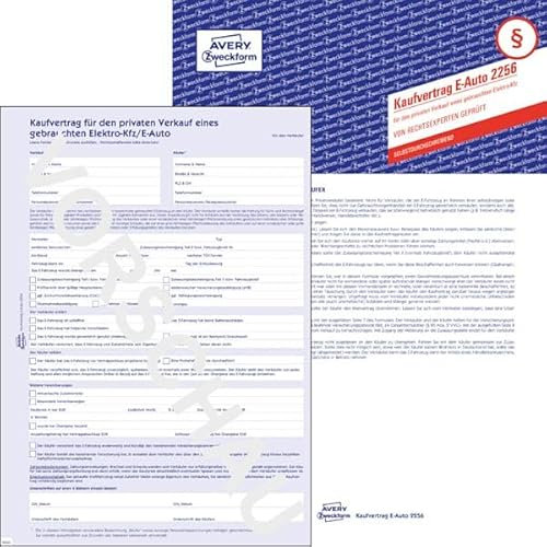 Avery Zweckform 2256 Kaufvertrag für den privaten Verkauf eines gebrauchten Elektro-Kfz/E-Auto