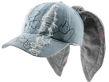 OMLAMP Y2k Mützen Neue Jeans Bunny Ohren Hut Kpop Outfits für Frauen Frauen Baseball Cap Hip-Hop Beanies Grunge Girl Caps, Bienen Muster, Einheitsgröße