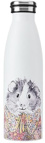 Mikasa Tipperleyhill Double-Walled Stainless Steel Bottle, 500ml Vacuum-Insulated Drinks Bottle Keeps Drinks Cold and Hot, BPA-Free Stainless Steel Hydration Bottle with Guinea Pig Print