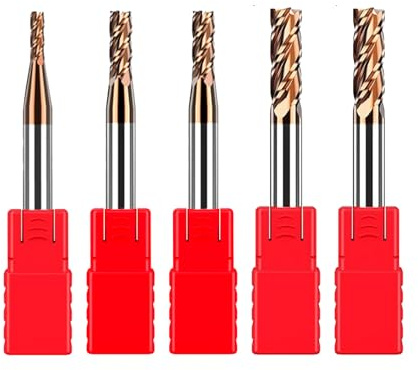5 Stück Fräser, Durchmesser 2-5mm Schaftfräser Set, 4 Flöten Hartmetall Nutenfräser Fräser,CNC fräser for Bohren, Fräsen, Schlichten, Tauchen, CNC