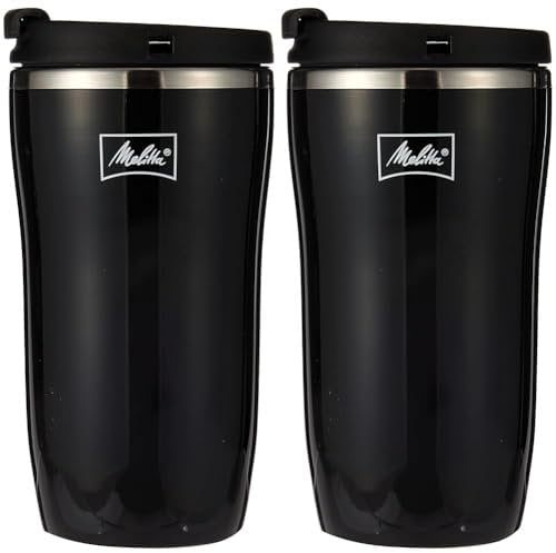 Melitta 6758255 Thermal Travel Mug 250ml Black, Plastic (Pack of 2)