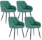 WOLTU Esszimmerstühle 4er Set, für Esszimmer Wohnzimmer, ergonomische Küchenstühle gepolstert mit Armlehnen, Metallbeinen, Sitzfläche aus Samt, Türkis
