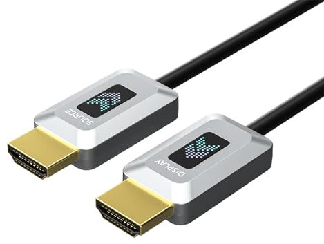 GeoHN.G Cable de fibra óptica 8K HDMI 20M, certificado 48 Gbps Ultra High Speed HDMI 2.1 cable 8 K @ 60 Hz 4 K @ 120 Hz dinámico/HDR10/eARC/HDCP 2.2&2.3/3D, compatible con RTX3090/PS5/Roku