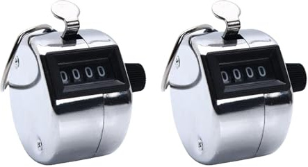 Bailinks Clicker Counter Metal Hand Tally Counters,4-Digit Lap Counter Silver Manual Clicker for Golf, Sport,School Event (2PCS)
