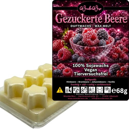 WonderWax Duftwachs Wax Melts für Duftlampe, 6 Sterne Duftmelt Wachsmelt Sojawachs Duftwachs Würfel für Raumdüfte, Wachs Duftöl Winter Indoor Schmelzen für Aromalampe Gezuckerte Beeren