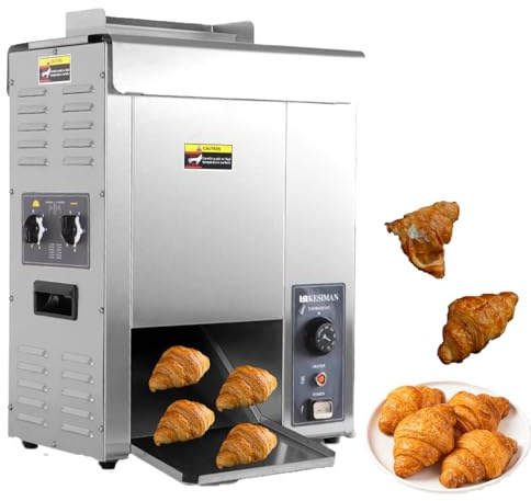 ORIDLECTAL Tostadora Pan Vertical, Prensa Hamburguesas, Tostador de Pan Acero Inoxidable, Grosor y Temperatura Ajustable 50-300°C, 2000W