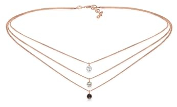 Elli Choker Kette Damen Silber 925 Rosé 18K Vergoldet Layer Anhänger Schmuck Kristall Geschenke für Frauen Halskette Mädchen Mama Freundin, Silberkette Länge 36 cm