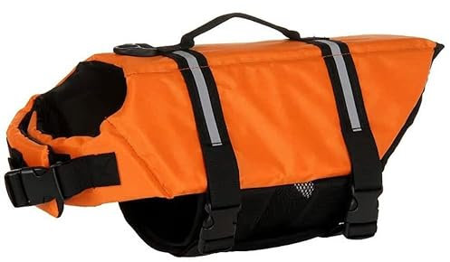Hund Schwimmweste Schwimmen Sicherheitsmantel Schwimmschwimmweste Lebensretter mit Griff für kleinen Hund Welpen großen Hund (Orange, L)