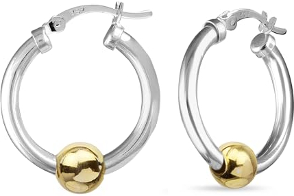 LeCalla Sterling Silber Schmuck hohe polnische Perlen Klick-Reifen-Ohrringe für Frauen