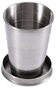 Tasse Se Pliante 240ML / 140ML / 75ML Tasse Télescopique d'acier Inoxydable Verre à Vin de Porte-clés Prime Empilable Potable en plein air télescopique camping bouteille pliant contenants d'eau (S)