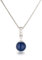 Schöner-SD Silberkette mit Anhänger Perle 10mm und Zirkonia 925 Silber rhodiniert dunkel-blau