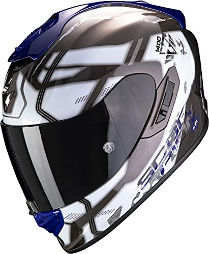 Motorradhelm Scorpion EXO-1400 AIR SPATIUM White-Blue, Weiss/Blau, XL