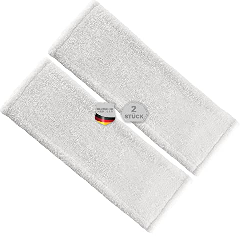 Mikrofaser Wischmop 50 cm White Ersatz für Mop Klapphalter Wischmoppbezug, für Versiegelung Reinigung von Bodenbeläge wie Laminat Dielen, Fliesen Feudel, Bodenwischer Ersatzbezug (2)