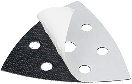 DFS Ersatzklett für Deltaschleifer Schleifplatte 93x93x93 mm 6-Loch, Klett-Ersatz-Dreieck selbstklebend für Schleifpapier Dreieckschleifer