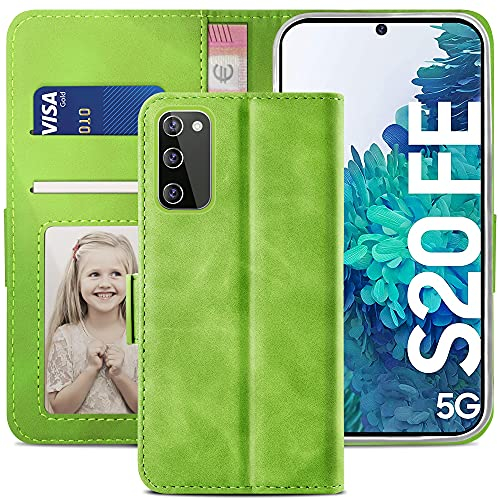 YATWIN Coque pour Samsung Galaxy S20 FE Fan Edition, Housse en Cuir Premium PU Portefeuille Case, [Fentes pour Cartes] [Fermoir Magnétique] Flip Coque pour Samsung Galaxy S20 FE 4G / 5G - Vert