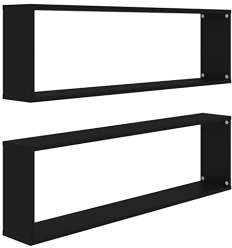 vidaXL Étagères Cube Murales 2 pcs, Supports Suspendus, Tablettes Flottantes, Meubles de Salon Salle de Séjour, Noir Bois d'Ingénierie