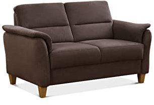 CAVADORE 2er-Sofa Palera mit Federkern / Kompakte Zweisitzer-Couch im Landhaus-Stil / passender Sessel und Hocker optional / 149 x 89 x 89 / Mikrofaser, Braun