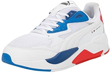PUMA BMW MMS X-RAY Speed Sneaker, White-PRO Blue-POP RED, 40 EU