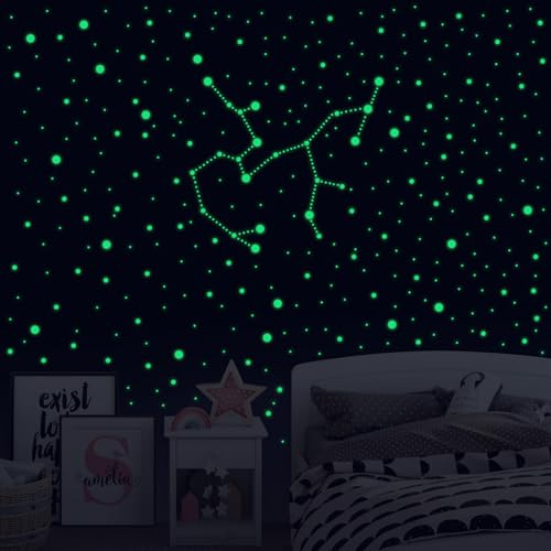 KAMEUN Leuchtsterne Selbstklebend Wandsticker, 272 Stück Sterne Sternenhimmel Aufkleber Wanddeko, Leuchtsticker Wandtattoo für Kinderzimmer Schlafzimmer…