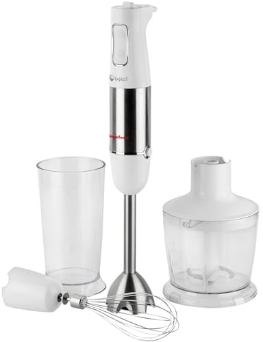Magefesa Velouté Inox Plus - Batidora de Mano 500W + Vaso Medidor 800ml + Picadora, Cuchillas Acero Inoxidable, Desmontable, Diseño Ergonómico