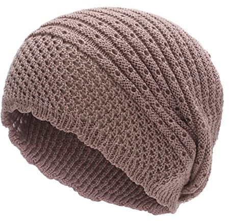 ZLYC Damen Sommer Strickmützen Handstricken Häkelmütze Violntage Beanie Mütze(Einfach Violett)