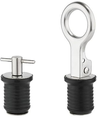 KINBOM 2 Stück Ablassschraube für Boote, Edelstahl T-Griff Ablassstopfen für die Meisten Bootsabläufe Griff Bootsablassstopfen Bootszubehör