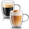 Dyserbuy 2 Pack Double Walled Glass Mug, Cappuccino Drinking Cups, Insulated Glass Coffee Cup with Handle, Perfect for Espresso, Latte, Espresso, Tea, Juice, Beverage (350ml/ 12oz)