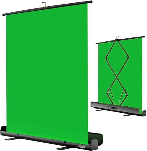 EMART Green Screen 165x220cm, Roll-up Panel Greenscreen Fotohintergrund, Grüner Foto Hintergrund mit Ständer für Fotostudio, Streaming, Videokonferenzen, TikTok, Zoom