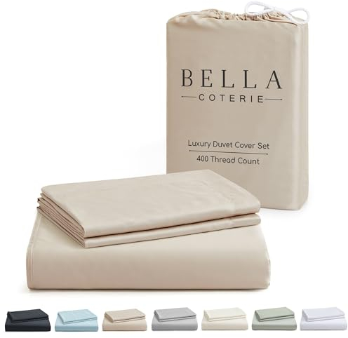 Bella Coterie Luxus-Bettwäsche-Set aus Bambus, 100% biologisch angebaute Bambus-Viskose, Eckbänder, ultraweich, kühlend, Zwei Kissenbezüge, 106 x 94 cm, ohne Einsatz [Düne]