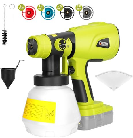 Pulvérisateur de peinture pour batterie Ni-Cad Ni-Mh Li-ion Ryobi ONE+ 18 V, pistolet à peinture HVLP avec moteur sans balais et buse en cuivre, pulvérisateur de peinture sans fil 200 W