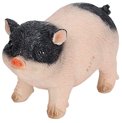 Sluffs Gartendekoration, Schweine-Skulptur, niedliche Schweine-Gartenstatue, Outdoor-Harz-Tiere, Rasendekoration für Bauernhaus, Terrasse, Hof, Rasen, Veranda (Mini Pink Black)