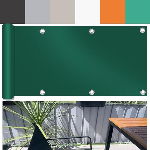 Ufamiluk Brise Vue Balcon 1m x 15m Polyester (200g/㎡) Opaque Vent Protection UV Cacher Le Balcon pour Patio Balcon Terrasse Jardin 100x1500cm Vert