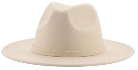 SOYNIA Fedora Trilby Filzhut Hut Hüte Für Damen Und Herren Formelle Kleidung Breite Hüte Lässig Hochzeit Kirche Jazz Damenhut 52–54 cm (Kinder) Beige