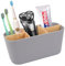 Zahnbürstenhalter mit Bambus Trennwänden, Toothbrush Holder mit 5 Kartenschlitz, Zahnbürstenhalter Elektrische Zahnbürste Stehend, Multifunktionale Badezimmer Organizer für Familie Grau