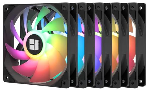 Thermalright CPU TL-C12C-S X5, ventola nera per PC a velocità 1550 giri/min, raffreddamento del computer da 120 mm, ventola di controllo PWM per chassis e raffreddamento a(5 pezzi)