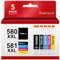 JINKCOLOR 580 581 XXL Druckerpatronen für Canon PGI-580 CLI-581 - Kompatibel Mit TR8550 TS6350a TS6350 TS705 TS6150 TR7550 TS8251 TS8150 TS8250 (5 Pack)