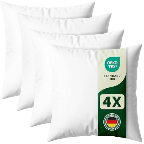 Blumtal Kissenfüllung 30x30 cm 4er Set - Oeko-TEX Zertifiziertes Waschbares, Weiches Innenkissen aus Polyester
