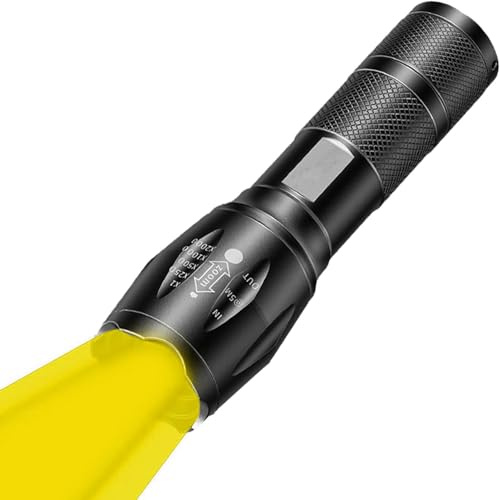 MVIOCS Yellow 2 in 1 Flashlight, Portable Waterproof Yellow Light Flashlight, LED Flashlight with White and Yellow Light Combination, Providing Better Visibility(White Yellow)