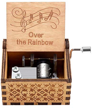Over the Rainbow Music Box, Wizard of OZ Gift for Daughter Sister Friends | Inspirational Wooden Hand Crank Music Box for Son Women Girlfriend Birthday Valentine Day Anniversary Christmas Cute Gift