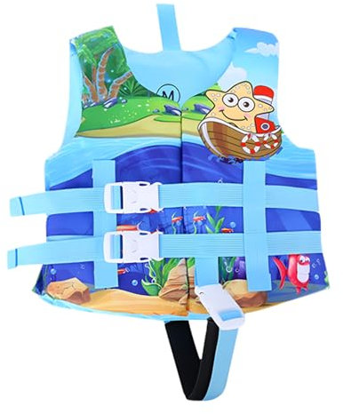 Stampato Gilet di Salvataggio per Bambino Neonati Costume da Bagno Giubbotto di Galleggiabilità Regolabile Giubbotto Gilet Salvagente Cartoon Galleggiante Vestiti da Bambini (1-Sky Blue, 1-2 Years)