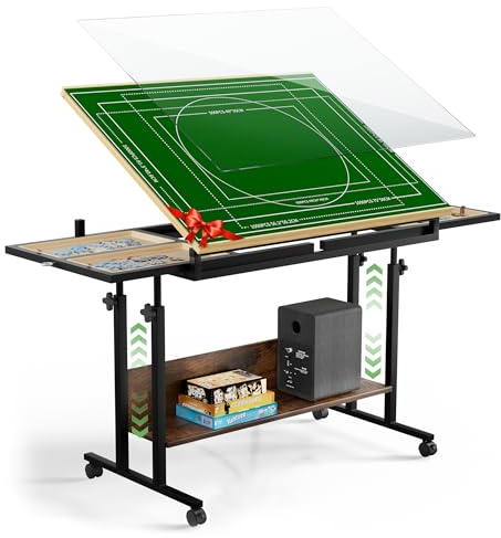CODACE Puzzle Table with Drawers - Jigsaw Puzzles Table on Wheels for Adults, 1500 Pieces Tilting Puzzle Board with Cover, Adjustable Puzzles Tables with Legs and Storage Shelf, Puzzle Lover's Present