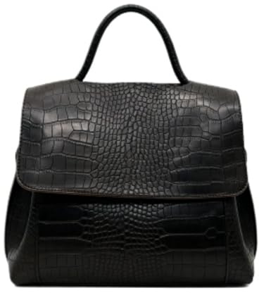 AONETIGER Damen Krokodil Umhängetasche Elegant Cross Body Tasche Kroko Leder Handtasche Luxuriöse Ledertasche Retro Schultertaschen (BK)