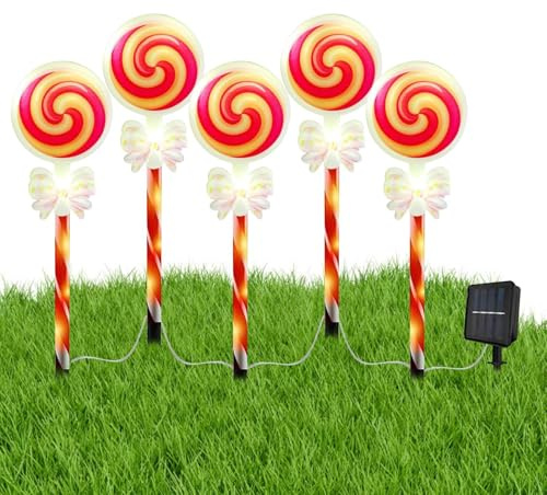 Zuckerstangen Weihnachtlicher Wasserdichter Solar-Bodenstecker
