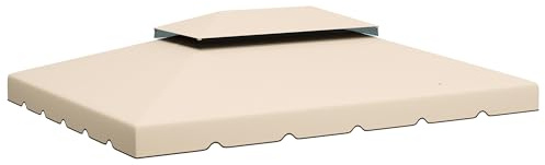 Outsunny Ersatzplane für Pavillon, Gartenpavillon, Ersatzdach, Gartenpavillon, hochdichtes Polyestergewebe, 170 g/m², 4 x 3 m, cremefarben