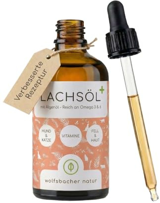 Lachsöl Plus mit Algenöl für Hunde & Katzen 100ml – Hoher EPA & DHA Gehalt – Omega 3 & 6 Mix für Gelenke & Immunsystem – Premium Fischöl & Algenöl