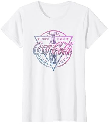 Coca Cola Atlanta Depuis 1886 LA et New York T-Shirt, Femme, Blanc, M